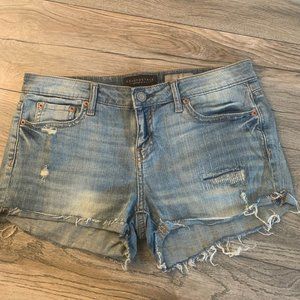 AEROPOSTALE SHORTY DISTRESSED CUT OFF STRETCH JEAN SHORTS 8-EUC